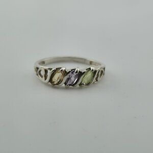 Sterling Silver 925 Avon Birthstone Ring Size 8.75 Vintage Colorful Dainty Stack